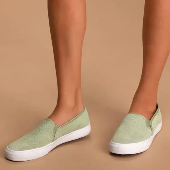 Keds Double Decker Perf Suede Mint Sage Green Sneakers Size 7.5 NWOT Dreamfoam - Picture 8 of 8